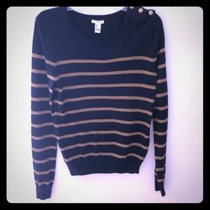 Forever 21 Navy Striped Sweater with Gold